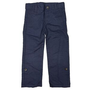 Janie & Jack Boys Size 3 Blue Linen Cotton Blend Roll Up Pants Pockets